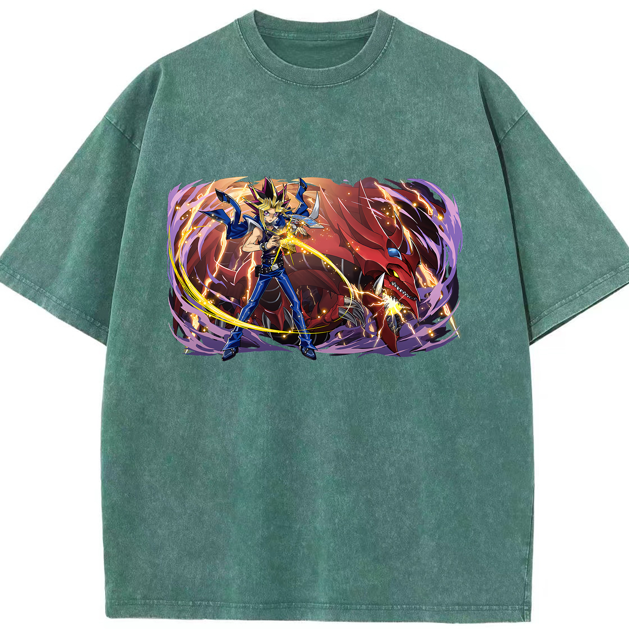 （画像用） 遊☆戯☆王 Yu-Gi-Oh! 綿100% ヴィンテージ風 半袖Tシャツ（フロントプリント）